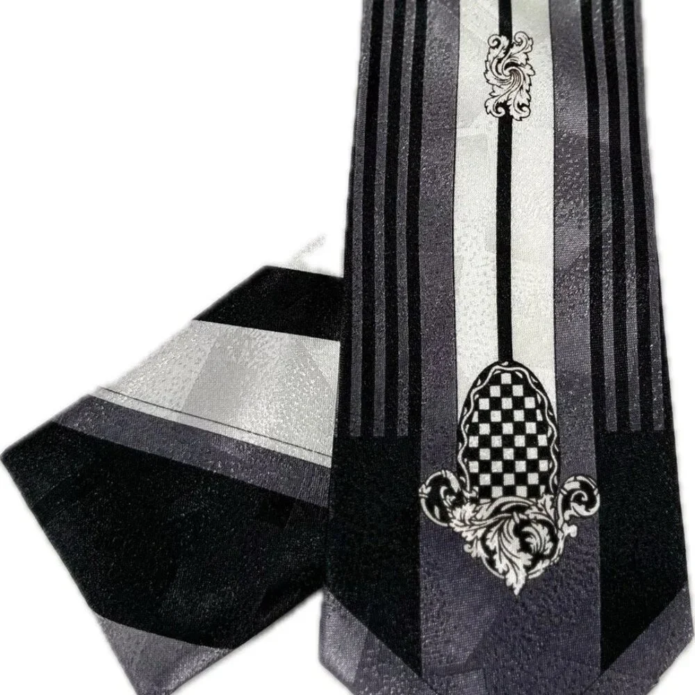 Da Ciro Boys Tie Hanky Set Black Silver White 3